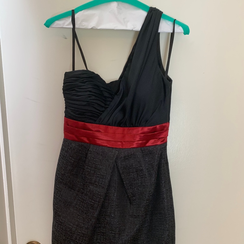 Max & Cleo One Shoulder Black/Red Cocktail Dress